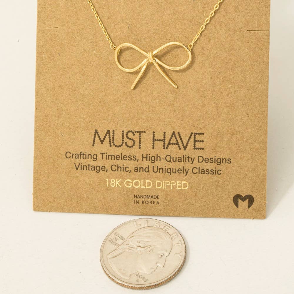 Gold Dipped Bow Tie Pendant Necklace: G