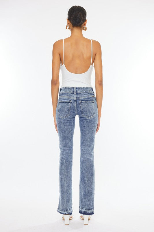 Kacnan Midrise Drop Hem with Slit Boot Cut Jeans