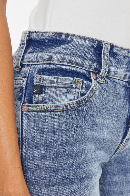 Kacnan Midrise Drop Hem with Slit Boot Cut Jeans