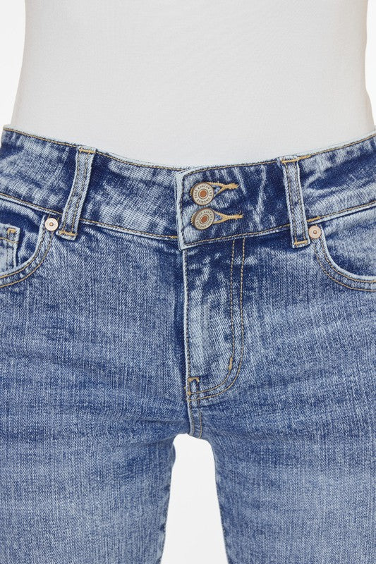Kacnan Midrise Drop Hem with Slit Boot Cut Jeans