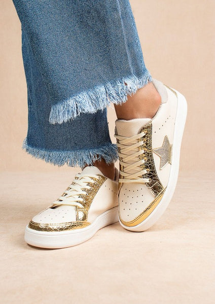 Gold & Nude Star Tennis Shoes