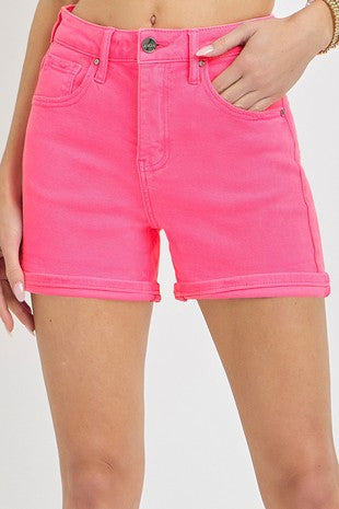 High Rise Cuffed Shorts pink