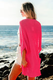 Fuchsia Open Front Cardigan with Pockets