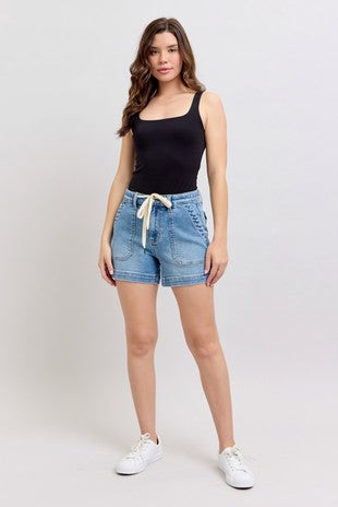 Vintage Wash Jogger Shorts high waist
