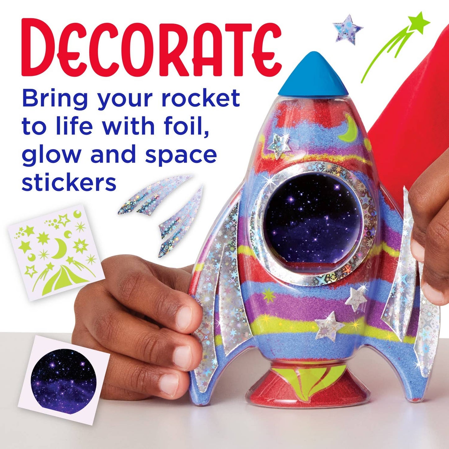 Glow in the Dark Sand Art Rocket - DIY Craft Kit for Kids
