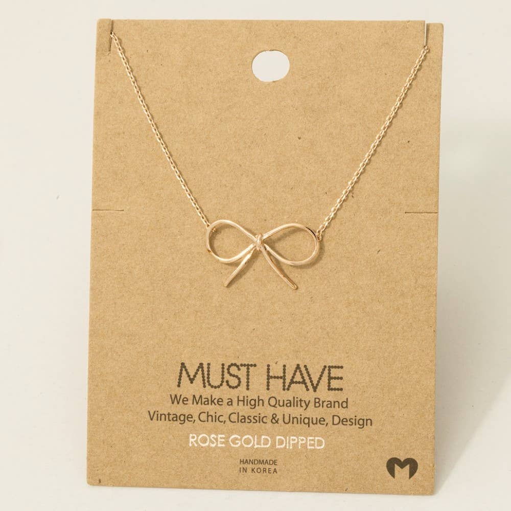 Gold Dipped Bow Tie Pendant Necklace: G