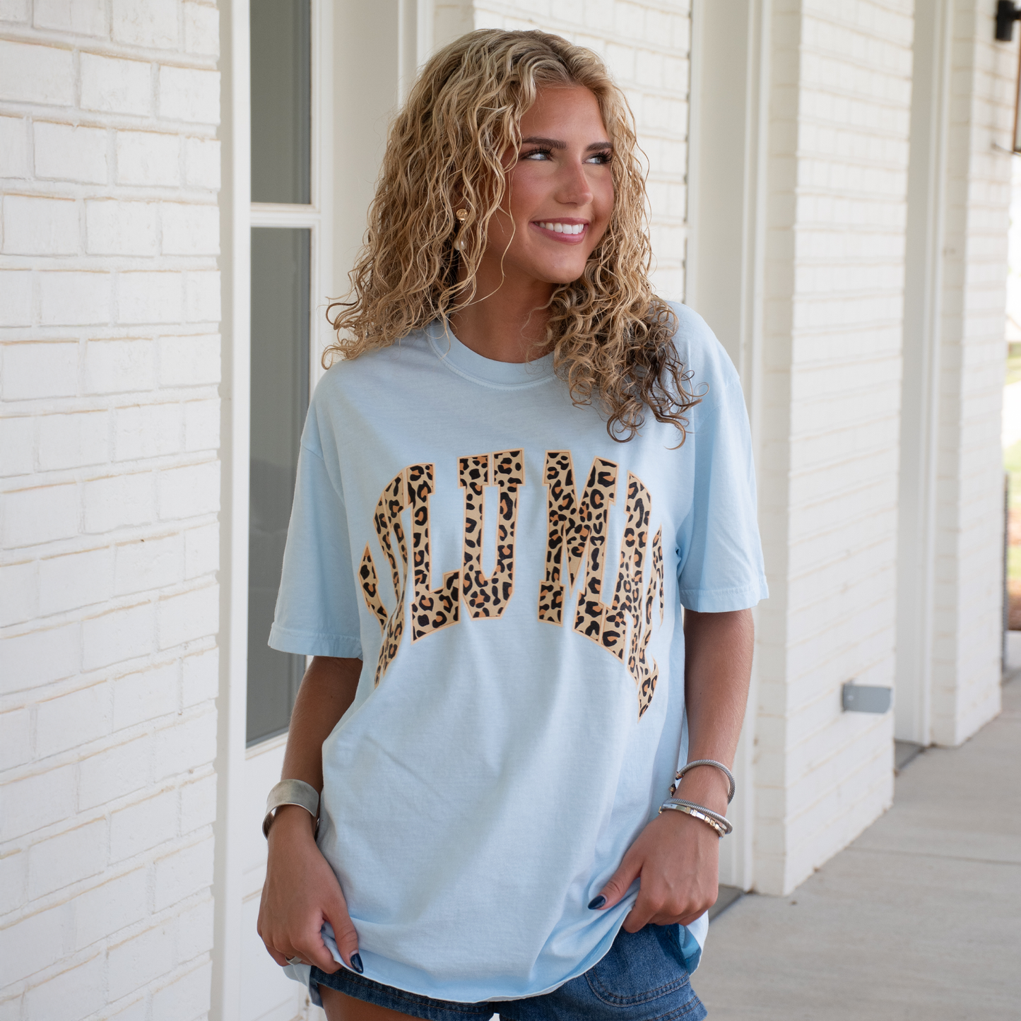 LULU MAC Leopard Adult Chambray Comfort Colors Tee
