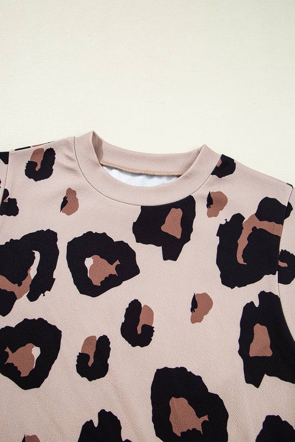 Leopard Crew Neck Cap Sleeve Casual Tee