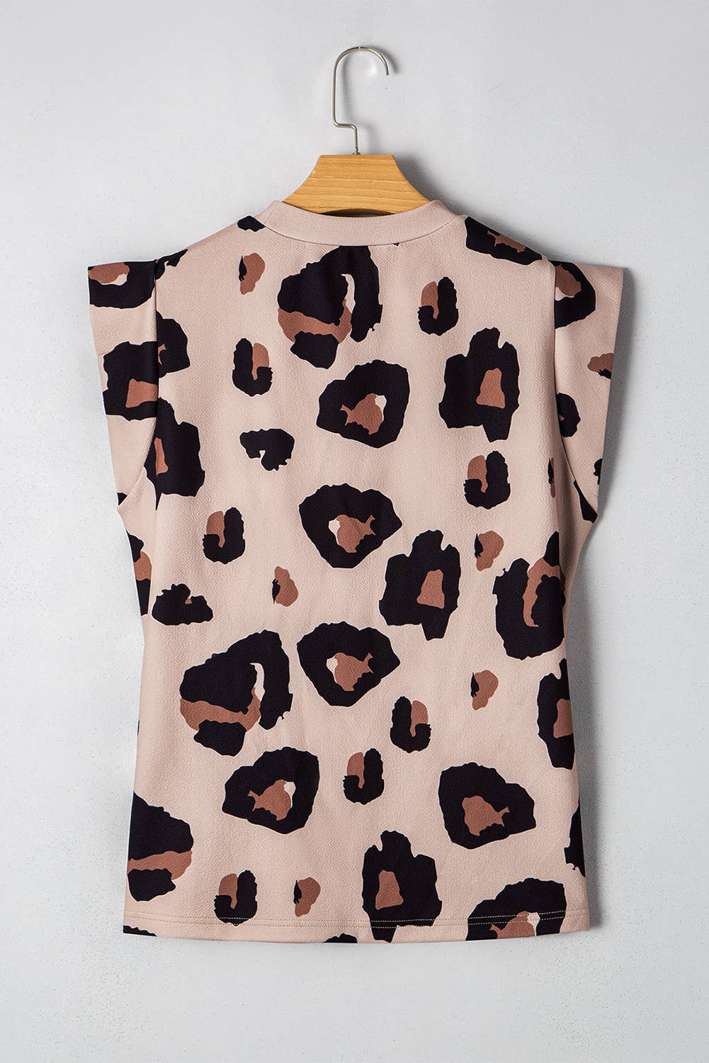 Leopard Crew Neck Cap Sleeve Casual Tee