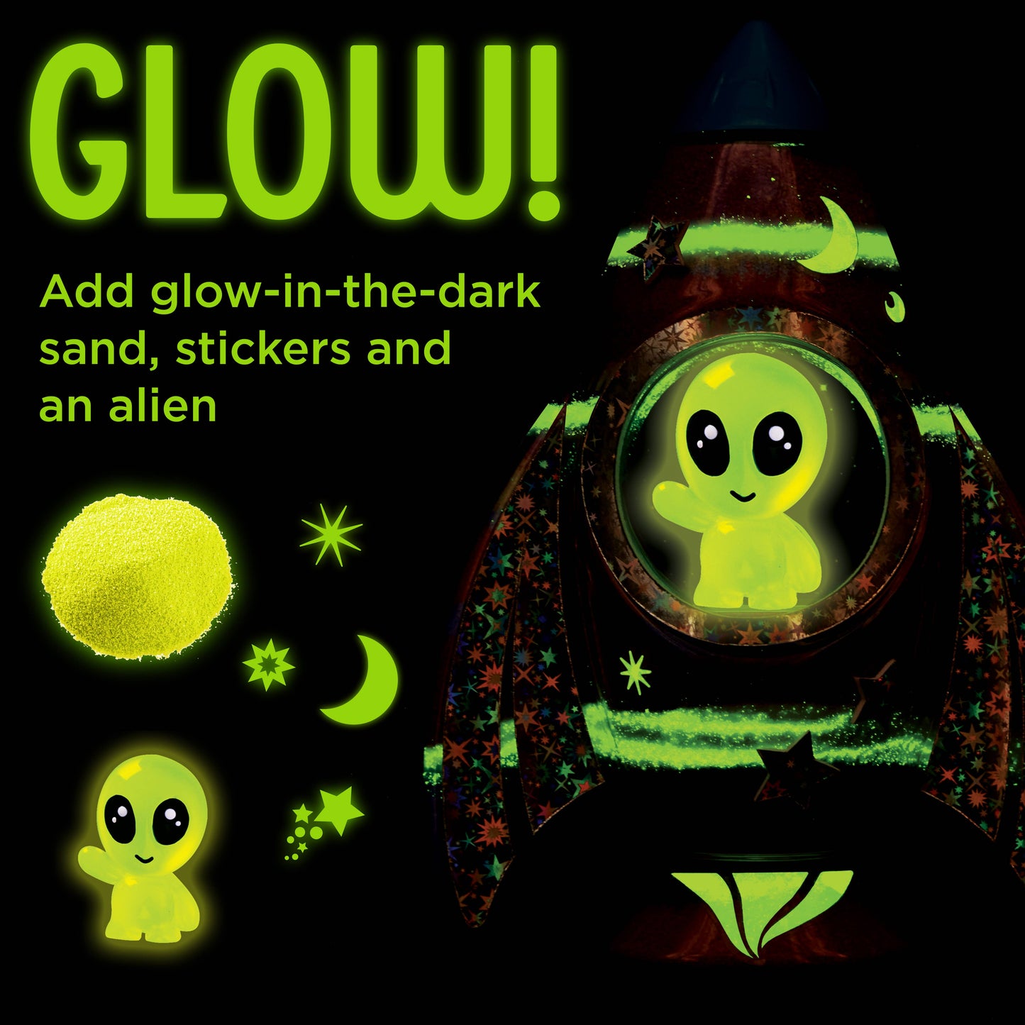 Glow in the Dark Sand Art Rocket - DIY Craft Kit for Kids