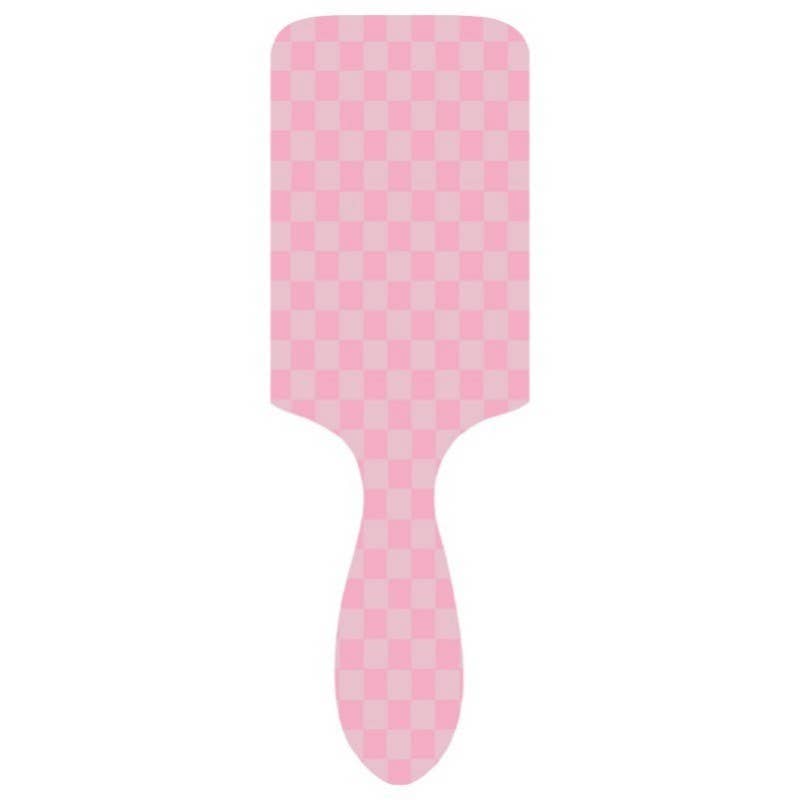 LARGE DETANGLE PADDLE HAIR BRUSH COMB CHECKER PINK