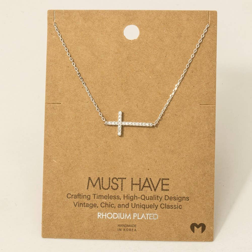Cross Jewel Pendant Necklace: G
