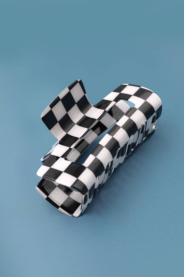 Black and White Checkered Claw Clips