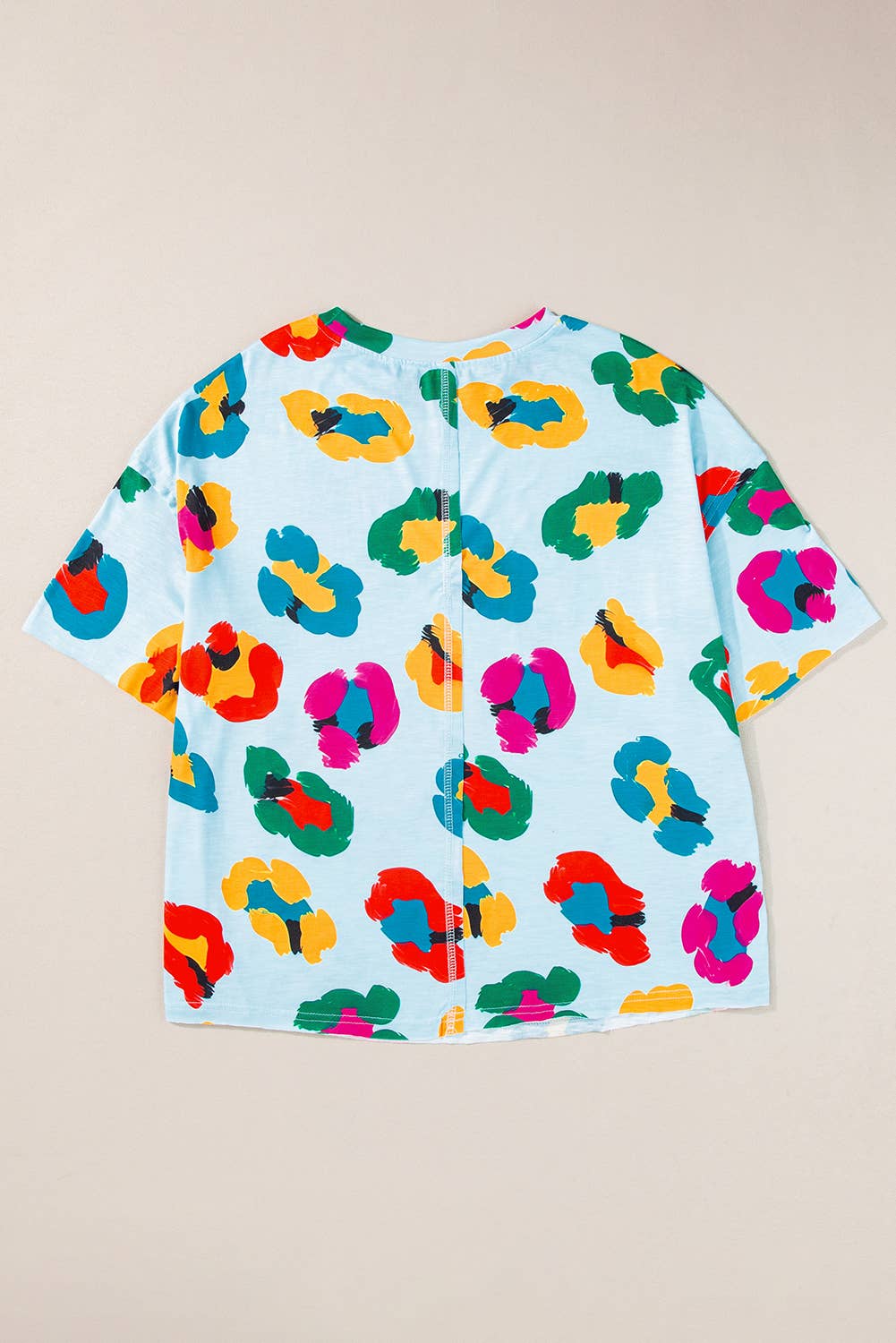 Leopard Printed Drop Shoulder Oversize Tee