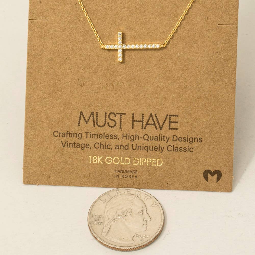 Cross Jewel Pendant Necklace: G