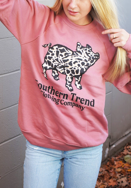 Southern Trend Animal Print Pig Sweatshirt