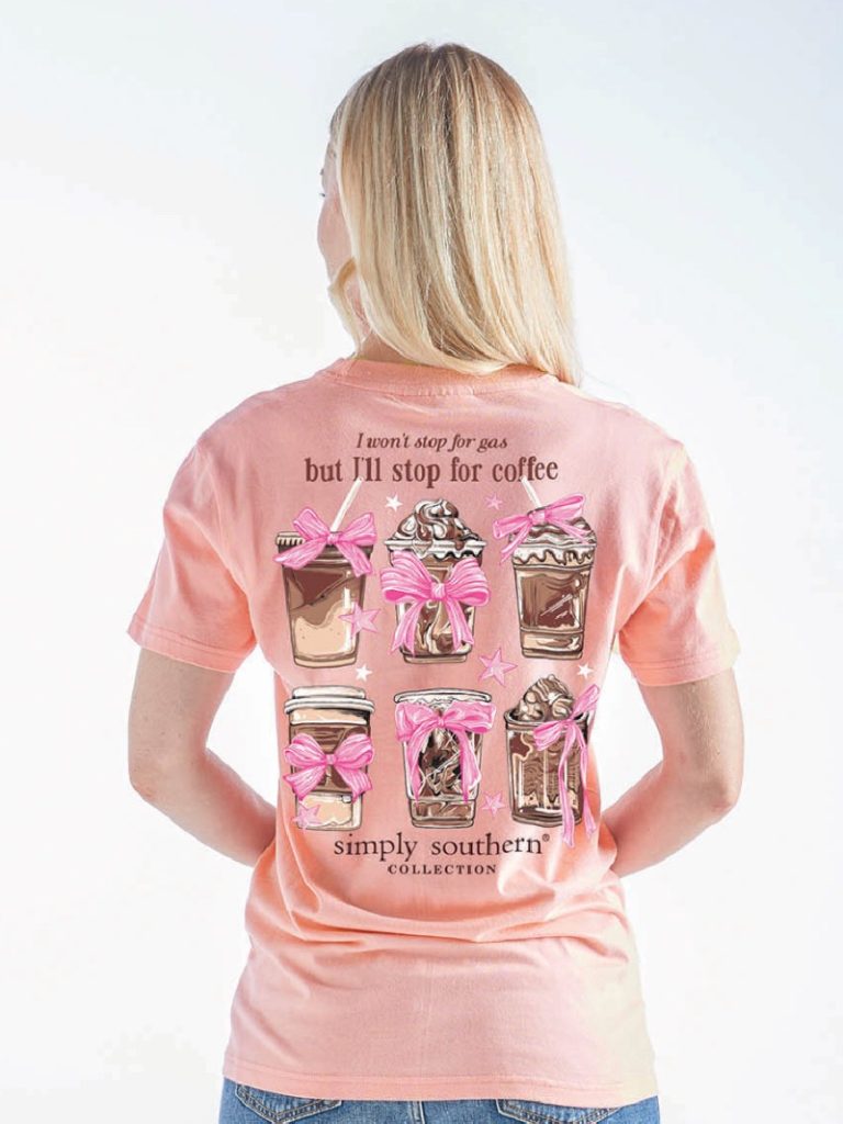 Simply Soutern Coffee Tee in Peach
