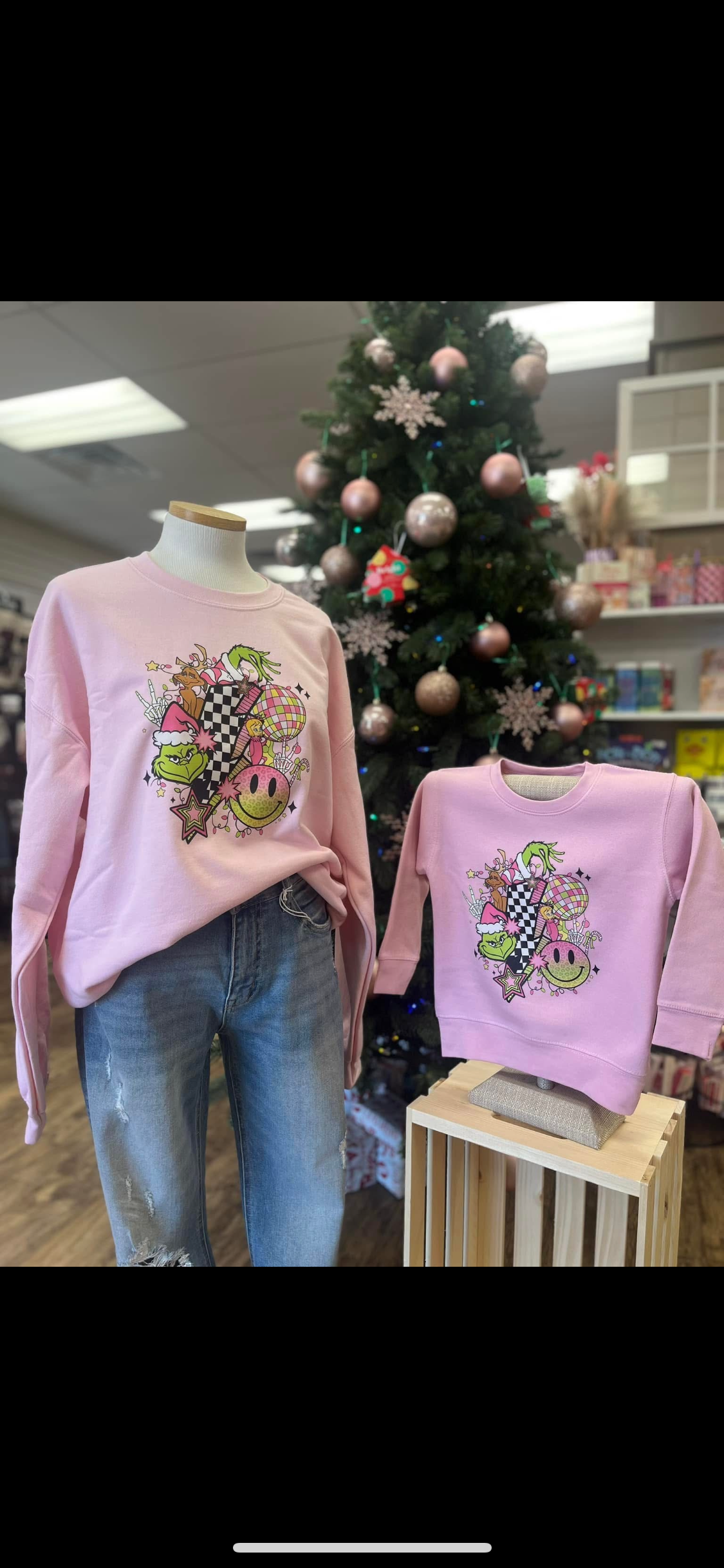 The Grinch Sweatshirt- Pink