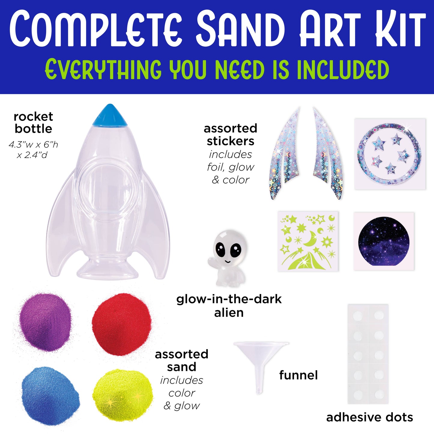 Glow in the Dark Sand Art Rocket - DIY Craft Kit for Kids