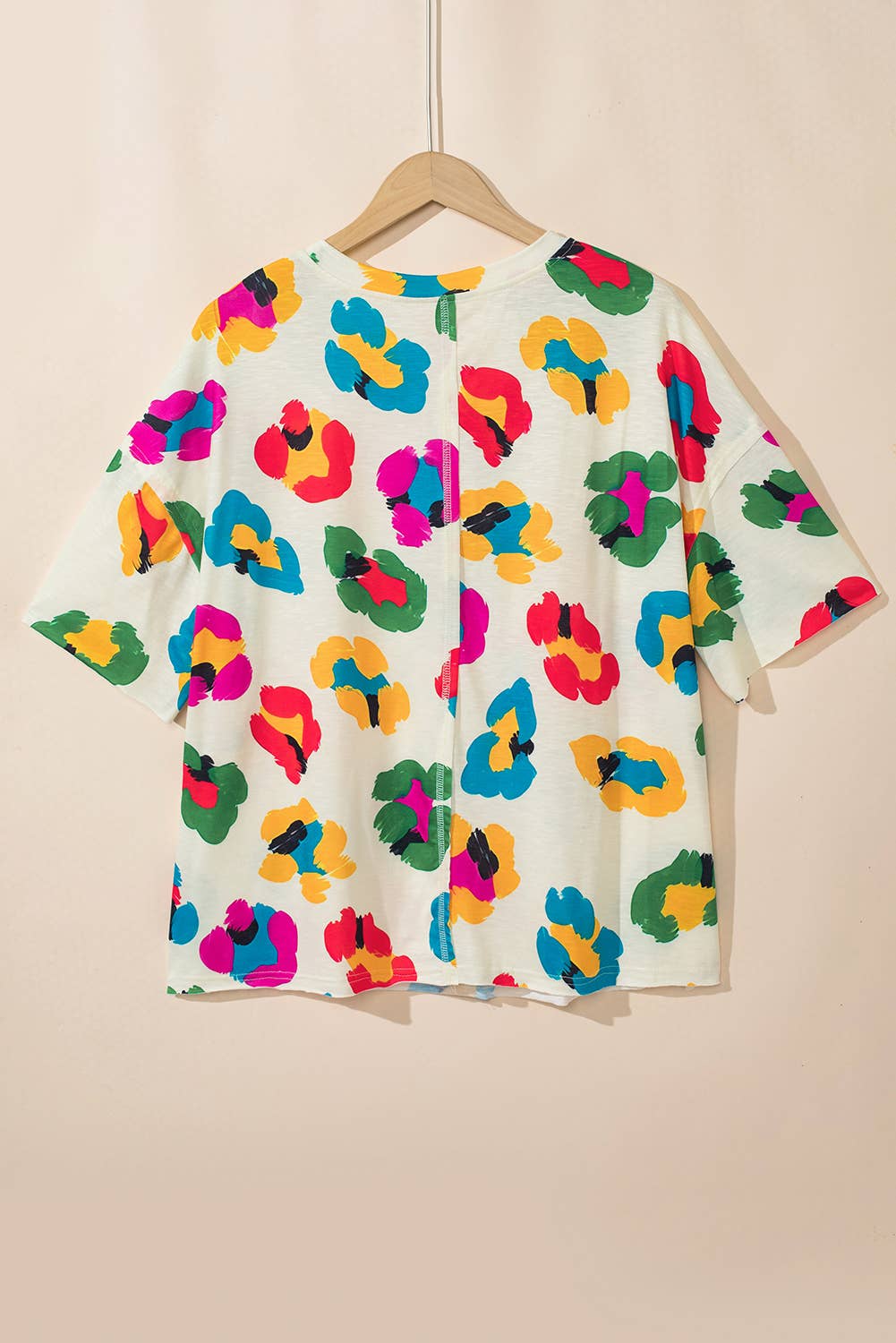 Leopard Printed Drop Shoulder Oversize Tee
