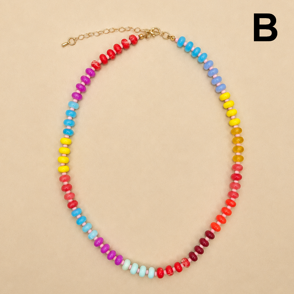 Natural Stone Semi-Precious Glass Mixed Necklace