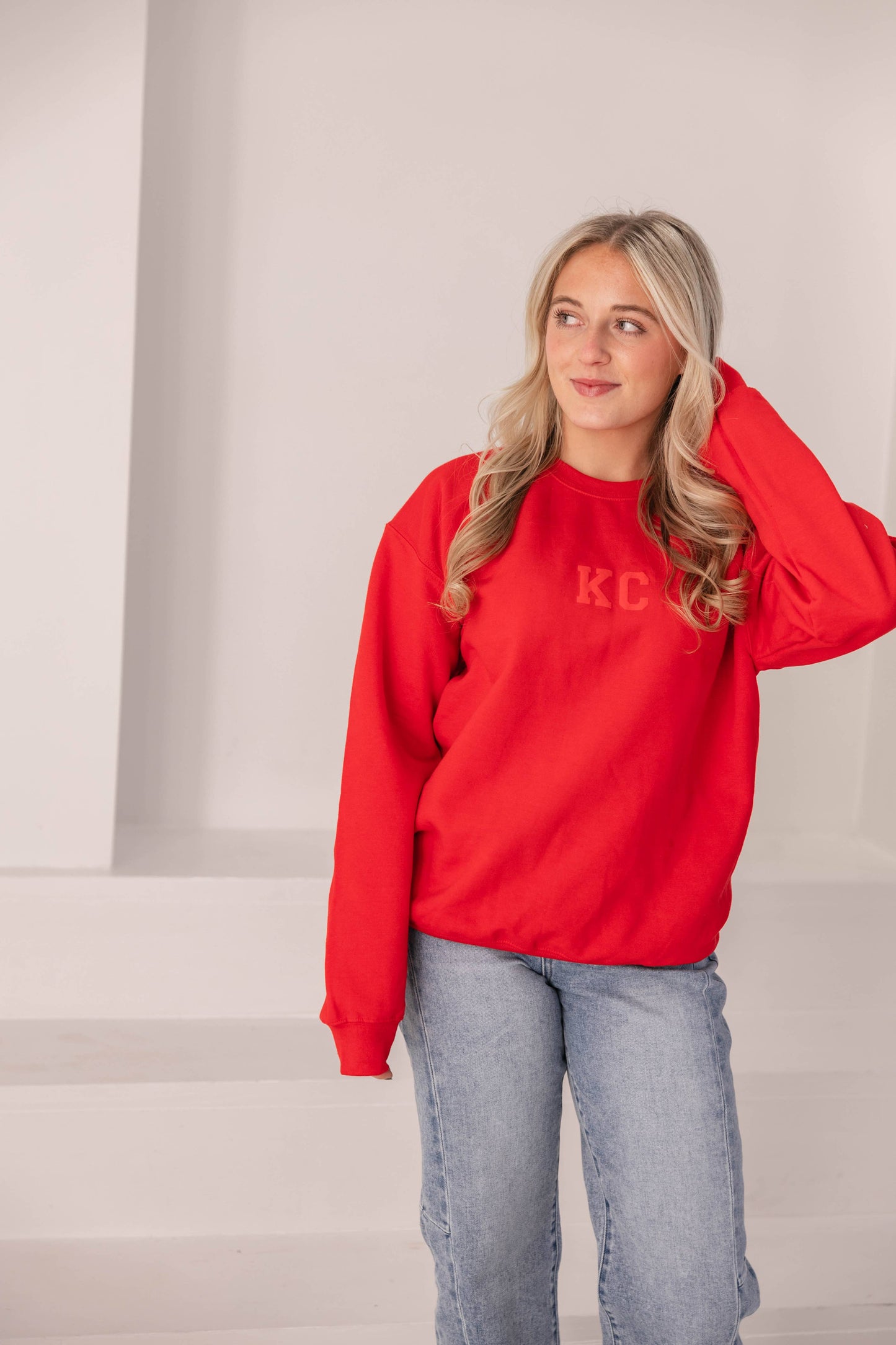KC Crewneck Sweatshirt Red Puff