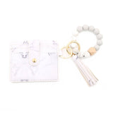 Beaded Bracelet Card Holder with Tassel Wristlet Set