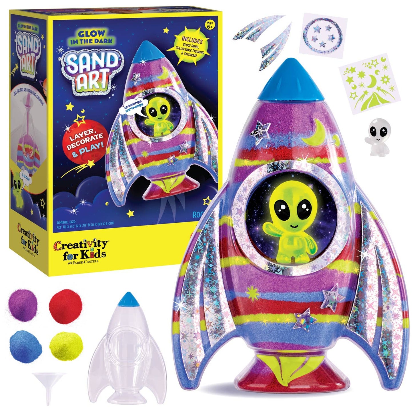 Glow in the Dark Sand Art Rocket - DIY Craft Kit for Kids