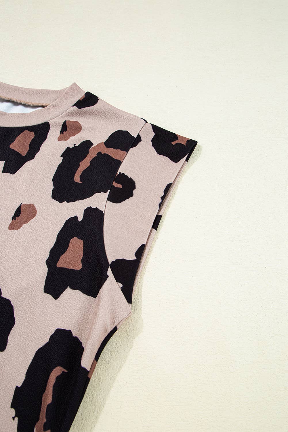 Leopard Crew Neck Cap Sleeve Casual Tee