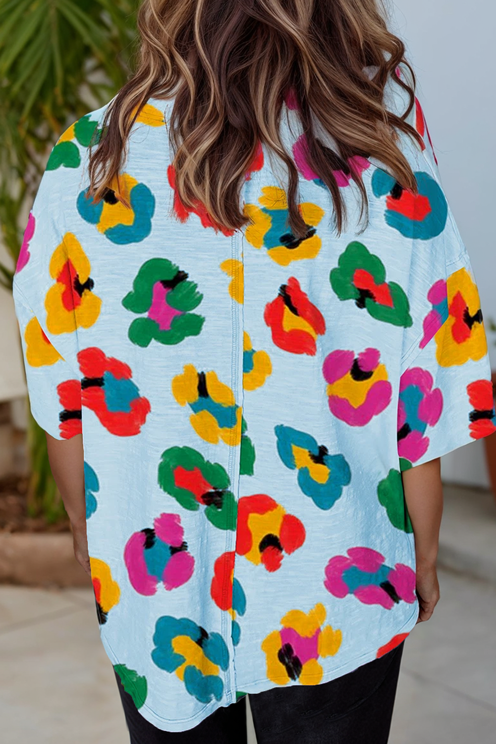 Leopard Printed Drop Shoulder Oversize Tee
