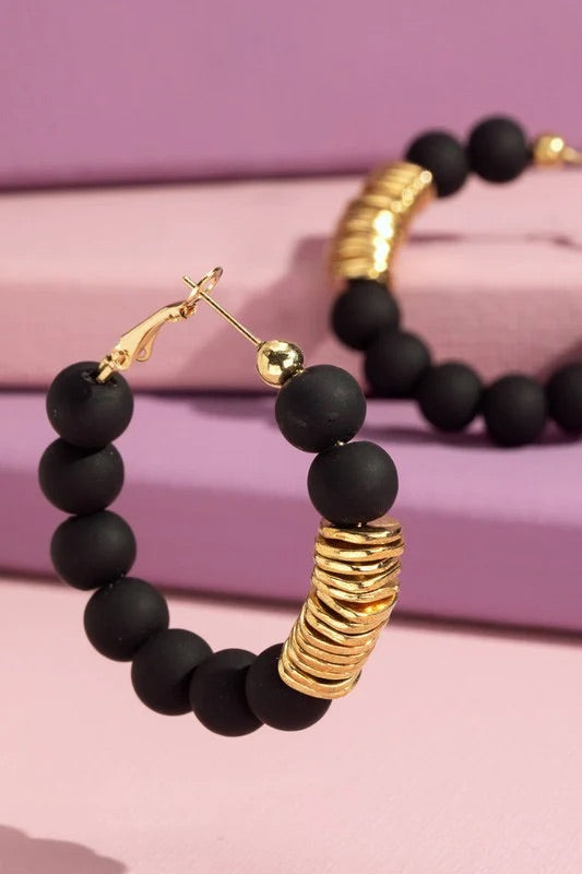 Clay Bead Hoop Earrings