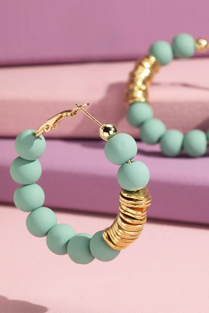 Clay Bead Hoop Earrings