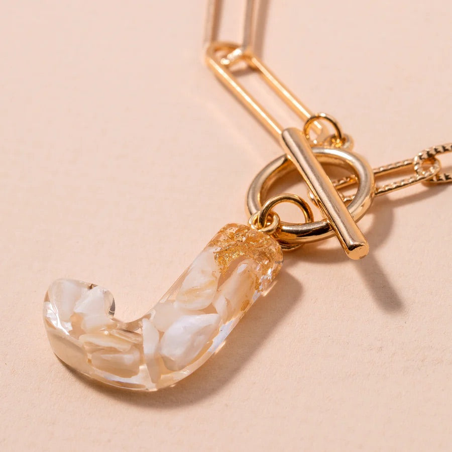 Acetate Initial Pendant Necklace - Ivory