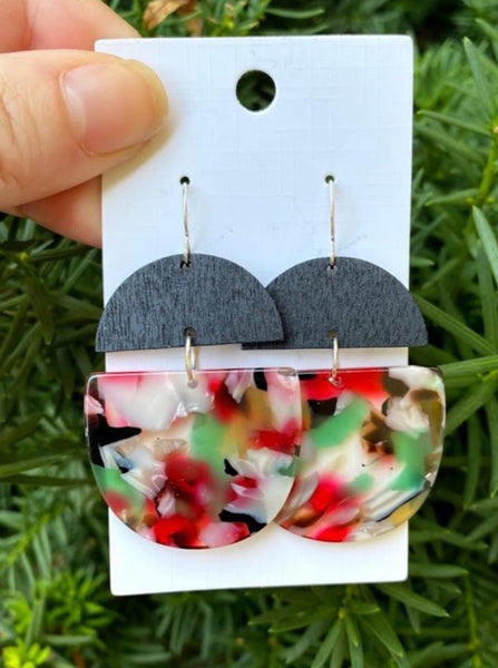 Drop dangle earrings - black/multicolor