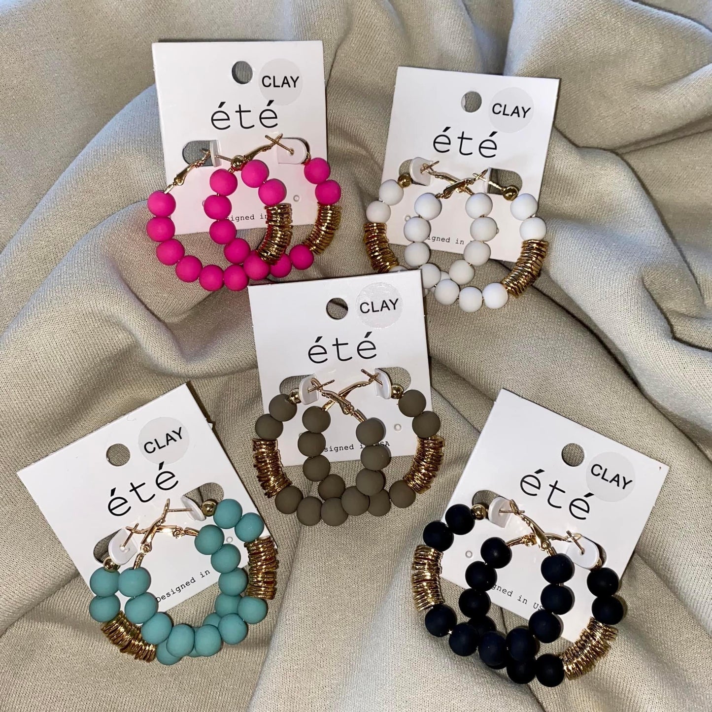 Clay Bead Hoop Earrings