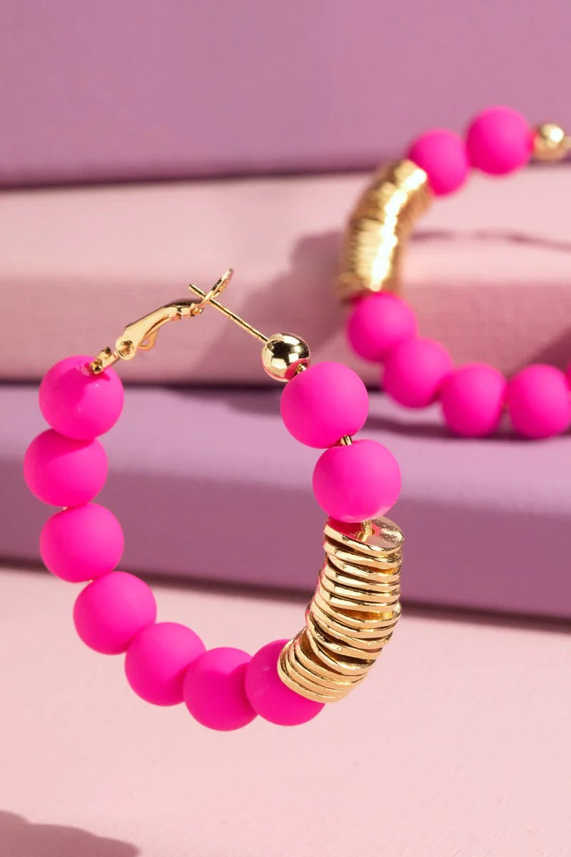 Clay Bead Hoop Earrings