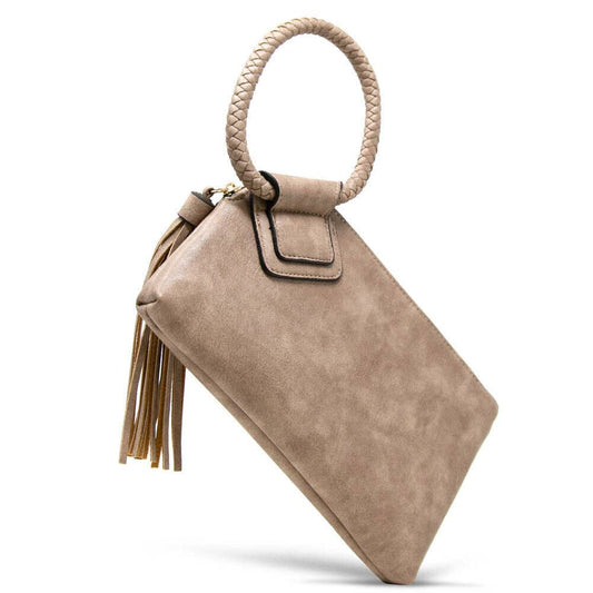 Soft Vegan Leather Wristlet/Clutch: Stone