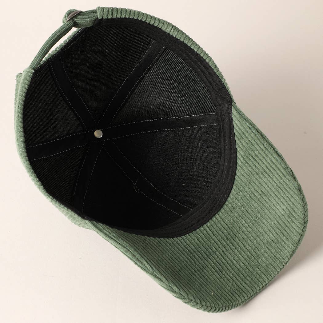 Howdy Darlin' Embroidery Patch Corduroy Cap: OFF WHITE / ONE SIZE