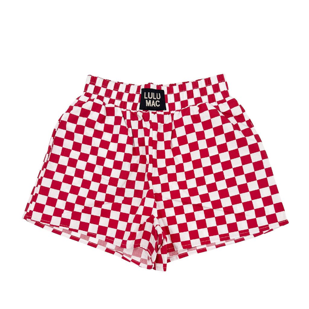 LULU MAC DARK RED WHITE CHECKERED BOXER SHORT