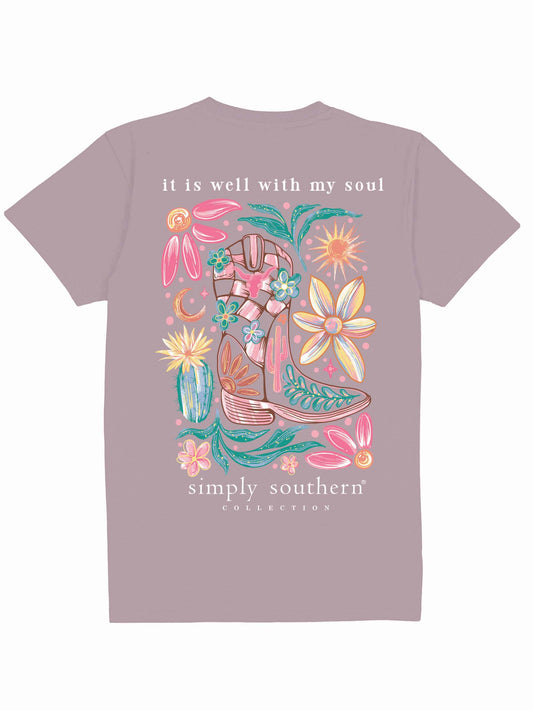 Simply Southern It is well with my soul Tee in paragon (muted purple)