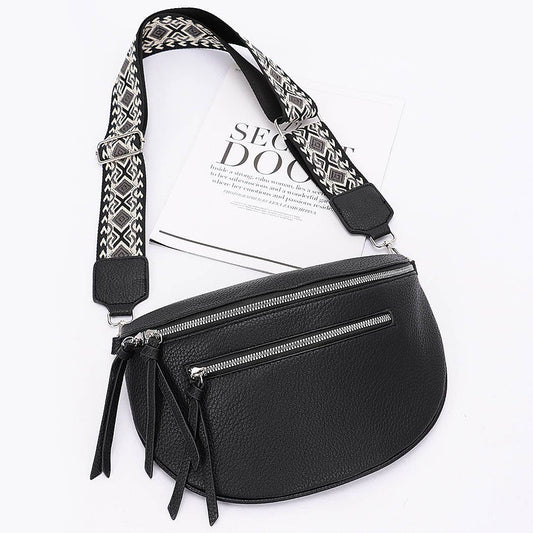 Faux Leather Crossbody Bag Belt: BK