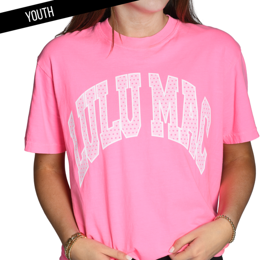 LULU MAC Neon Pink Youth Comfort Colors Tee