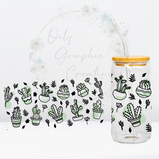 Cactus Pattern-16oz UV DTF Wrap