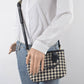 Houndstooth Tweed Small Tote Bag: Black