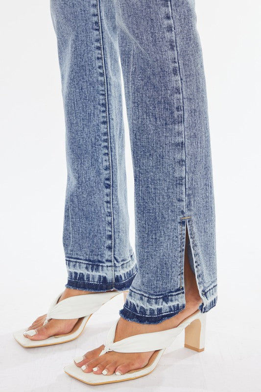 Kacnan Midrise Drop Hem with Slit Boot Cut Jeans