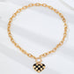 Checkered Heart Toggle Necklace |
