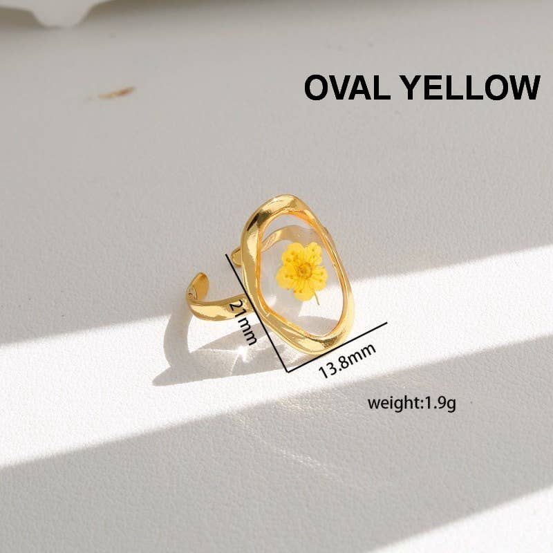 18K STAINLESS STEEL TARNISH FREE FLORAL RINGS | 40R104: HEART APRICOT