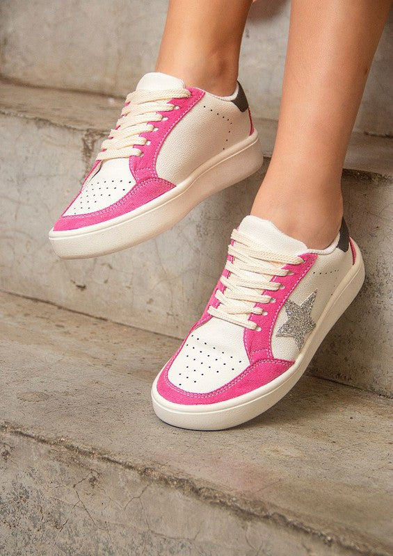 Fuchsia & Silver Star Tennis Shoes