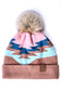 C.C Aztec Pattern Beanie Hat with Pom