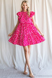 Hot Pink Dress with a Pom Pom Hem